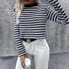 Striped Cropped Sweater Striped - Black & White - One Size