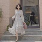 Floral Elbow-sleeve Blouse / Long-sleeve Midi Dress