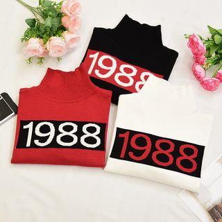 Turtleneck Letter Jacquard Sweater