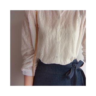 Round-neck Eyelet-lace Blouse