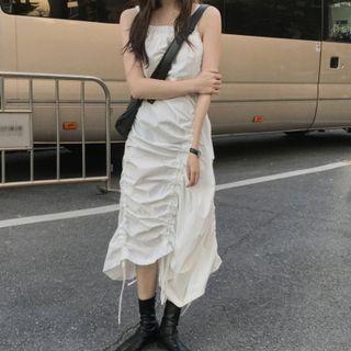 Plain Drawstring Overall Dress