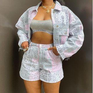 Set: Paisley Print Jacket + Shorts