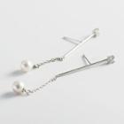 Faux Pearl Drop 925 Sterling Silver Earring 1 Pair - Platinum - One Size