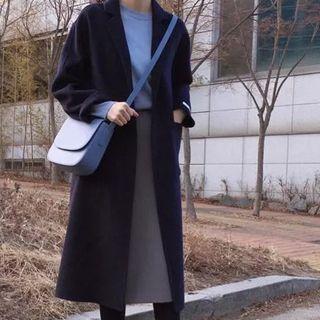 Plain Coat / Sweater / Midi A-line Skirt