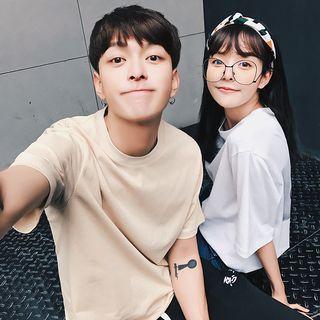 Couple Matching Printed Back Short-sleeve T-shirt