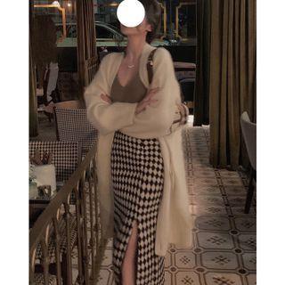 Argyle Slit Midi Pencil Skirt