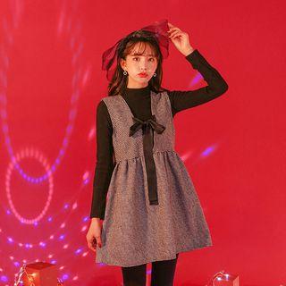 Sleeveless Tie-back Houndstooth Minidress