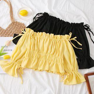 Boatneck Ruched Crop Blouse