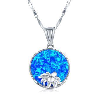 925 Sterling Silver Synthetic Blue Stone Necklace