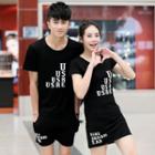 Couple Matching Set: Short-sleeve Print T-shirt + Shorts / Skirt