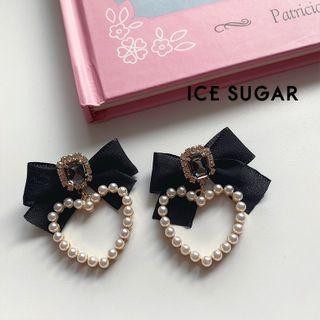 Heart Drop Earring 1 Pair - Black - One Size