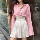 Plain Shirt / High-waist A-line Mini Skirt