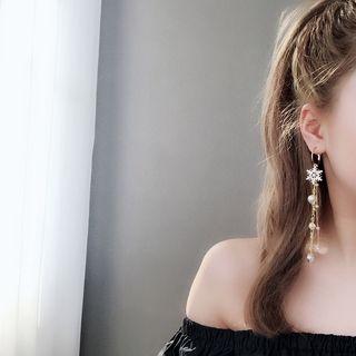 Snowflake Faux Pearl Drop Earring
