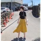 Asymmetric Ruched A-line Midi Skirt