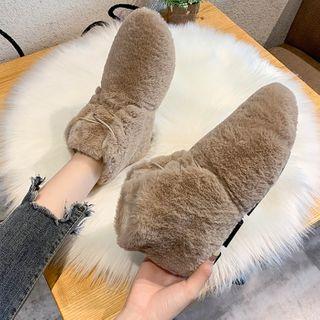 Fluffy Lace-up Short Boots