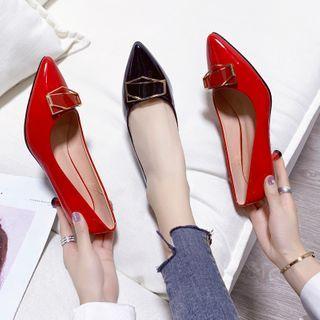 Pointed Metal Accent Kitten Heel Pumps
