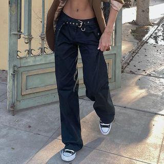 Low Waist Pocket Straight-fit Pants