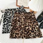 Leopard-print Mini Skirt With Chain-belt