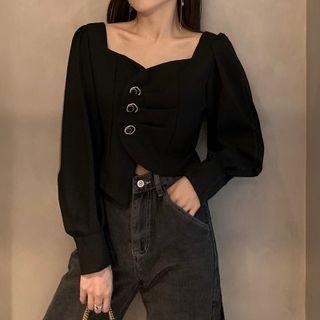 Irregular Hem Cropped Blouse