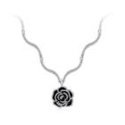 Fashion Rose Necklace With White Austrian Element Crystal Silver - One Size