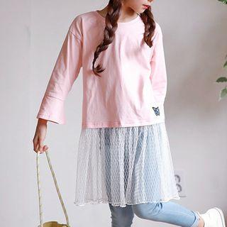 Family Matching Long-sleeve Mesh-panel Dress