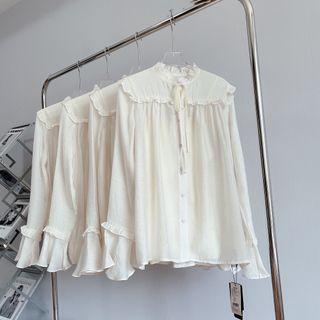 Set: Frill Trim Shirt + Camisole