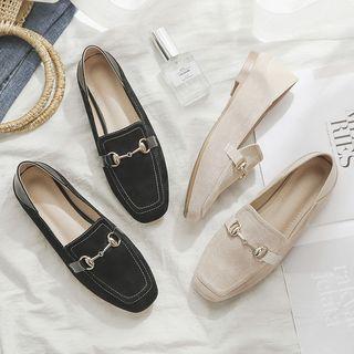 Square-toe Horsebit Loafers