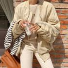 Shirred-sleeve Faux-suede Jacket