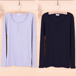 Round-neck Ribbed Long-sleeve Top