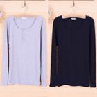 Round-neck Ribbed Long-sleeve Top