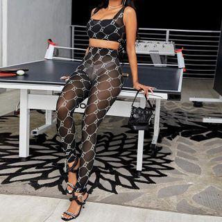 Set: Sleeveless See Thought Top + Pants