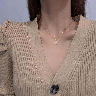 Star Cat Eye Stone Pendant Necklace X406 - Gold - One Size