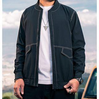 Long-sleeve Contrast Trim Bomber Jacket