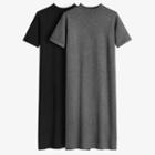 Short-sleeve Mock Neck Midi Knit Dress