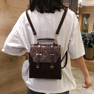 Sequin Cover Double Strap Handbag