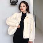 Fleece Button Jacket Milky White - One Size