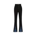 High-waist Heart Embroidered Boot-cut Jeans
