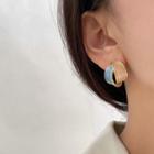Tie-dyed Stud Earring 1 Pair - 925 Silver - Gold & Blue - One Size