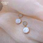Shell Disc Dangle Earring 1 Pair - White - One Size