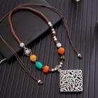 Square Alloy String Necklace
