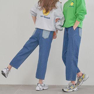 Contrast-pocket Wide-leg Jeans In 2 Types