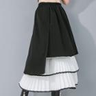 Asymmetric Layered Midi A-line Skirt Black - One Size