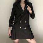 Pleated Double-breasted Coatdress