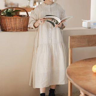 Frilled Oversized Dress Linen - One Size