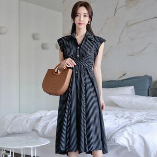 Sleeveless Mid Striped Shirtdress