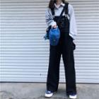 Contrast-stitching Wide-leg Dungaree