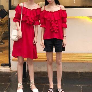 Off-shouder Layered Ruffle Top/dress