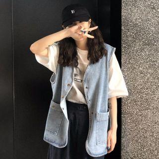 Retro Denim Vest Blue - One Size