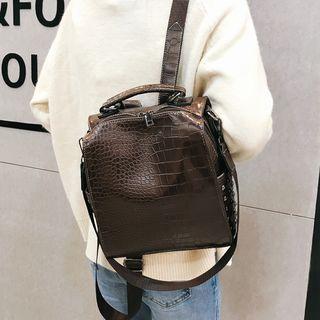Croc Grain Faux Leather Side Studded Backpack