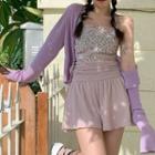 Floral Camisole Top / Light Jacket / Skorts
